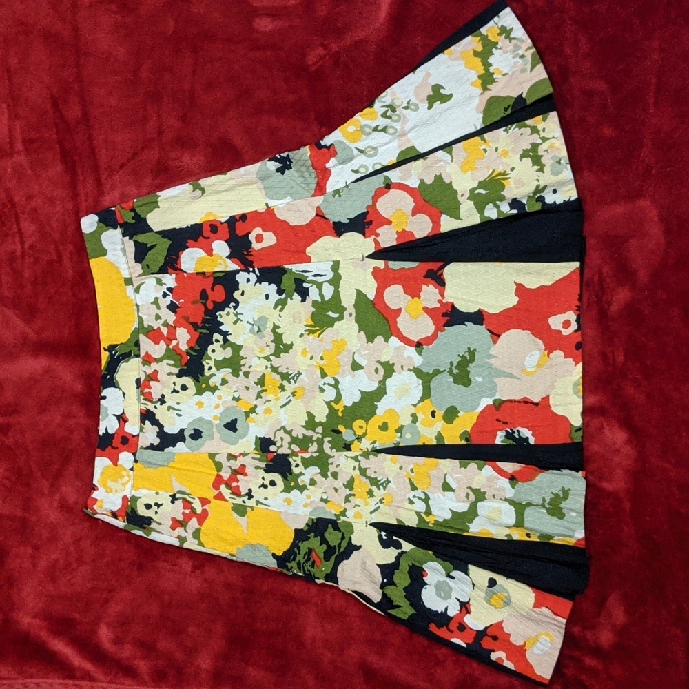 Anthropologie Viola tulip Pleated Cotton Floral Skirt - Size 2